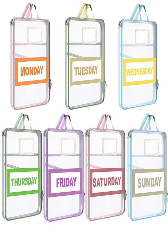 NUOLUTH Weekly Clothes Organizer For Kids:7 Pack Colored Mesh Zipper Pouches A4 Size Breathable Storage Bags with Handles for Travel and Camping,kids travel essentials - Image 1
